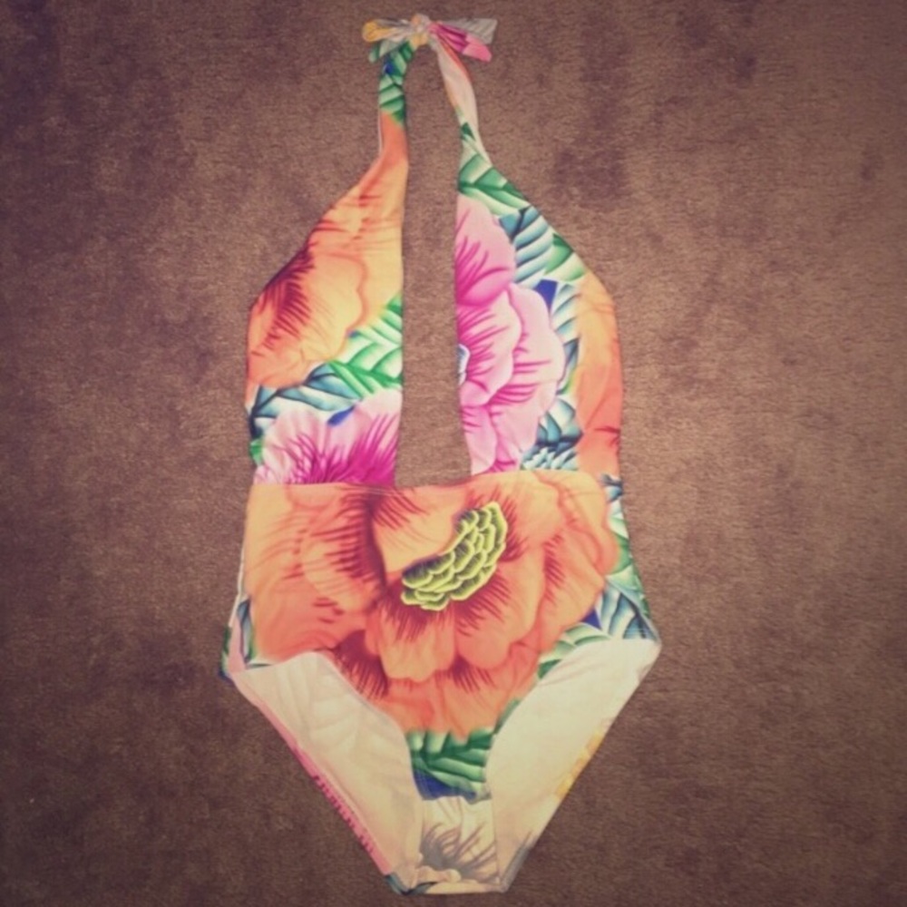 ❌SOLD❌ Zaful One Piece Halter Floral Bathing Suit
